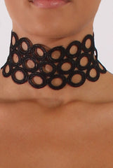 Black Wide Circle Crochet Choker - Corazon-Accessories