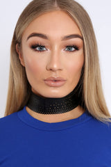 Black Wide Lasercut Choker - Tabia-Chokers