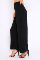 Black Wide Leg Trousers - Angela-Trousers
