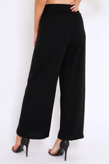 Black Wide Leg Trousers - Angela-Trousers