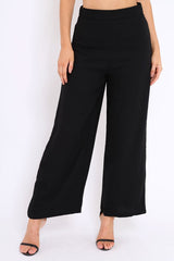 Black Wide Leg Trousers - Angela-Trousers