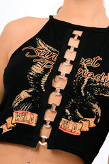 Black Wild Child Cropped Tee - Rumi-Crop Tops