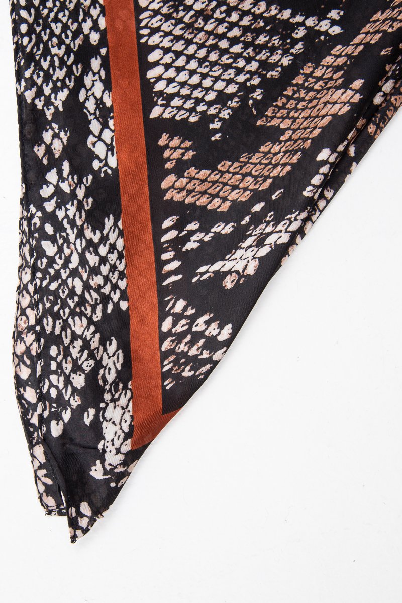 Black Wine Snake Print Chiffon Scarf - Carris-Hair