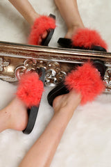 Black With Red Faux Feather Sliders - Cydni-Sliders