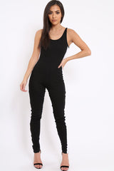 Black With White Side Stripe Bodycon Jumpsuit - Tinisha-Jumpsuits