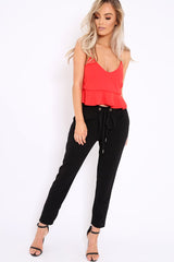 Black With White Side Stripe Trousers - Savanna-Trousers