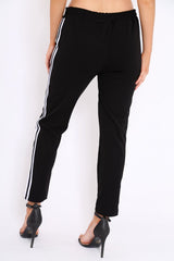 Black With White Side Stripe Trousers - Savanna-Trousers