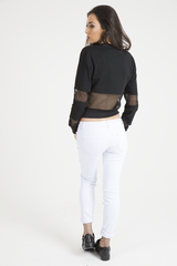 Black Worst Behavior Slogan Cropped Jumper - Adina-Jumper