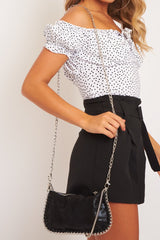 Black Woven Chain Detail Bag - Dixie-Bags