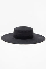 Black Woven Ribbon Detail Beach Hat - Jamilet-Hats
