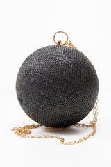 Black Woven Sphere Chain Detail Bag - Charlii-Bags