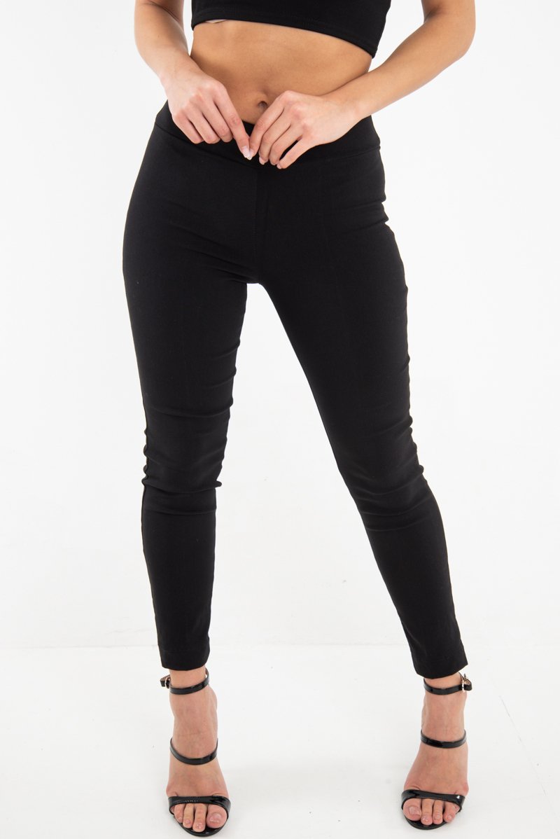 Black Woven Tailored Leggings - Brodi-Trousers