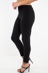 Black Woven Tailored Leggings - Brodi-Trousers