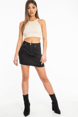 Black Woven Utility Pocket Mini Skirt - Alexa-Skirts
