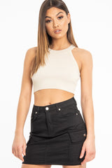 Black Woven Utility Pocket Mini Skirt - Alexa-Skirts
