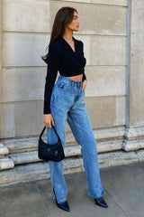 Black Wrap Around Crop Blazer - Coriana-Blazers