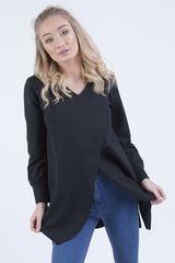 Black Wrap Around Oversized Hoodie - Yasmin-Loungewear
