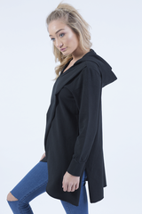 Black Wrap Around Oversized Hoodie - Yasmin-Loungewear
