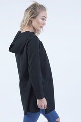 Black Wrap Around Oversized Hoodie - Yasmin-Loungewear