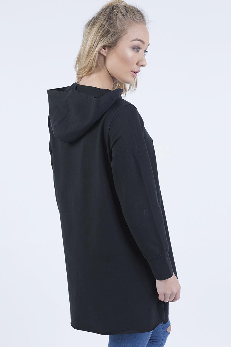 Black Wrap Around Oversized Hoodie - Yasmin-Loungewear