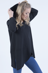 Black Wrap Around Oversized Hoodie - Yasmin-Loungewear