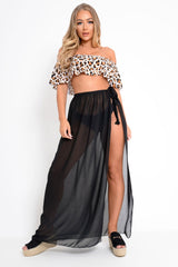 Black Wrap Chiffon Maxi Skirt - Eveah-Skirts