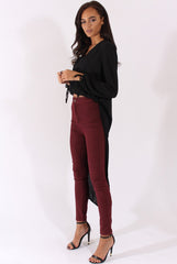 Black Wrap Front Dip Hem Shirt - Kamlyn-Dresses