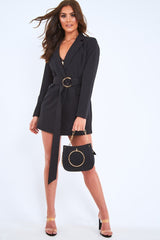 Black Wrap Over Belted Blazer - Holden-Jackets