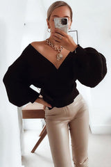 Black Wrap Tie Details Cardigan - Lucy-Cardigans