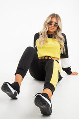 Black Yellow Colour Block Sweatshirt Tracksuit - Kazia-Tracksuits