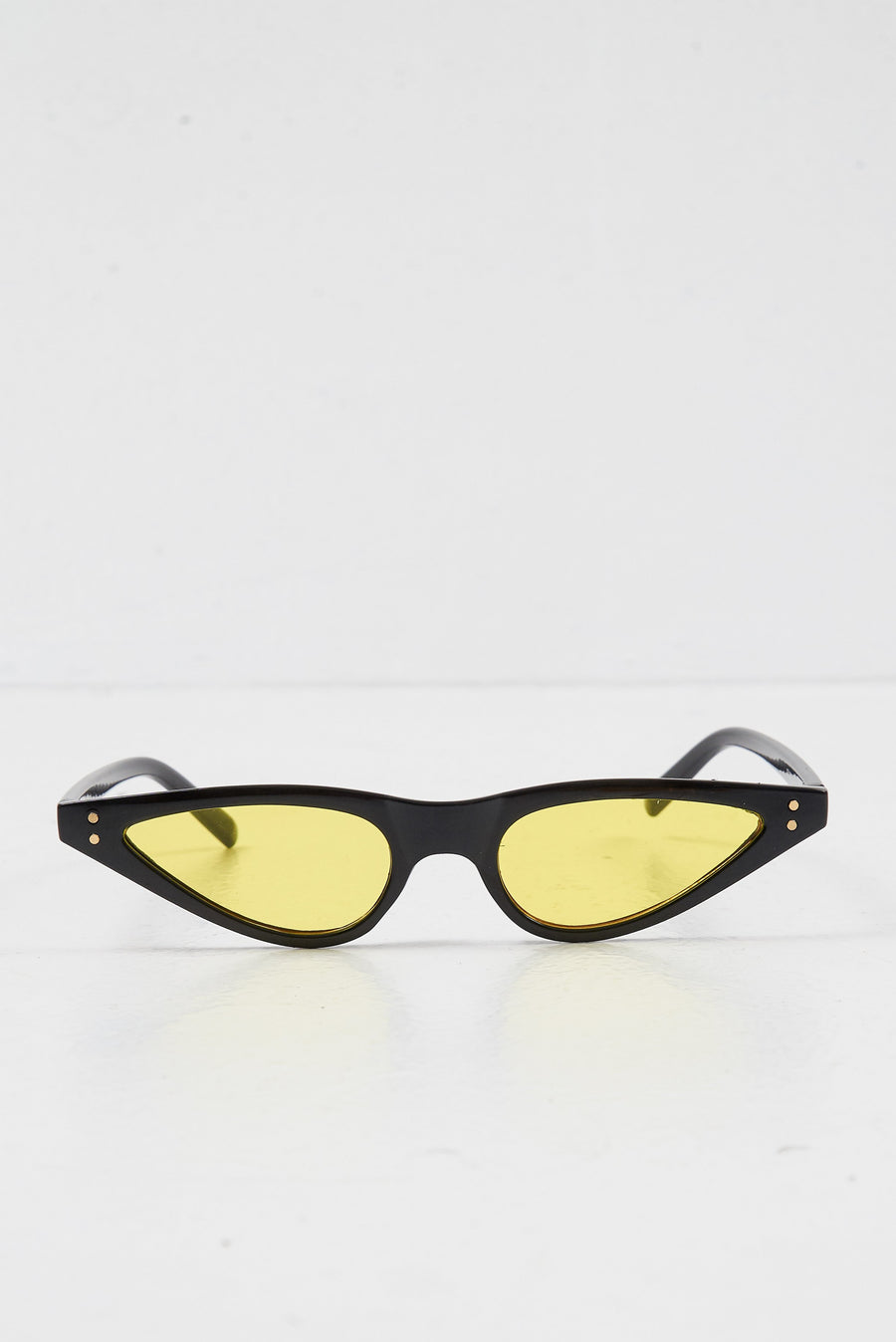 Black Yellow Slim Pointed Cat Eye Sunglasses - Fluer-Sunglasses