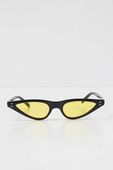 Black Yellow Slim Pointed Cat Eye Sunglasses - Fluer-Sunglasses