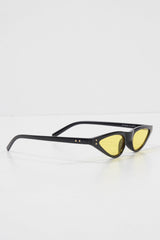Black Yellow Slim Pointed Cat Eye Sunglasses - Fluer-Sunglasses