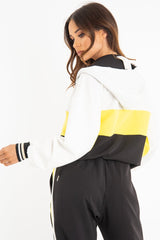 Black Yellow Zip Front Drawstring Hoodie and Jogger Set - Evon-Tracksuits