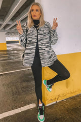 Black Zebra Oversized Wool Blend Shacket - Diora-Shacket