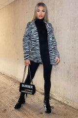 Black Zebra Oversized Wool Blend Shacket - Diora-Shacket