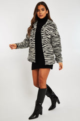 Black Zebra Oversized Wool Blend Shacket - Diora-Shacket
