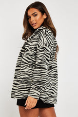 Black Zebra Oversized Wool Blend Shacket - Diora-Shacket
