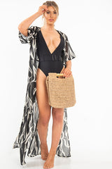 Black Zebra Print Chiffon Plunge Tie Front Maxi Dress - Tessa-Dresses