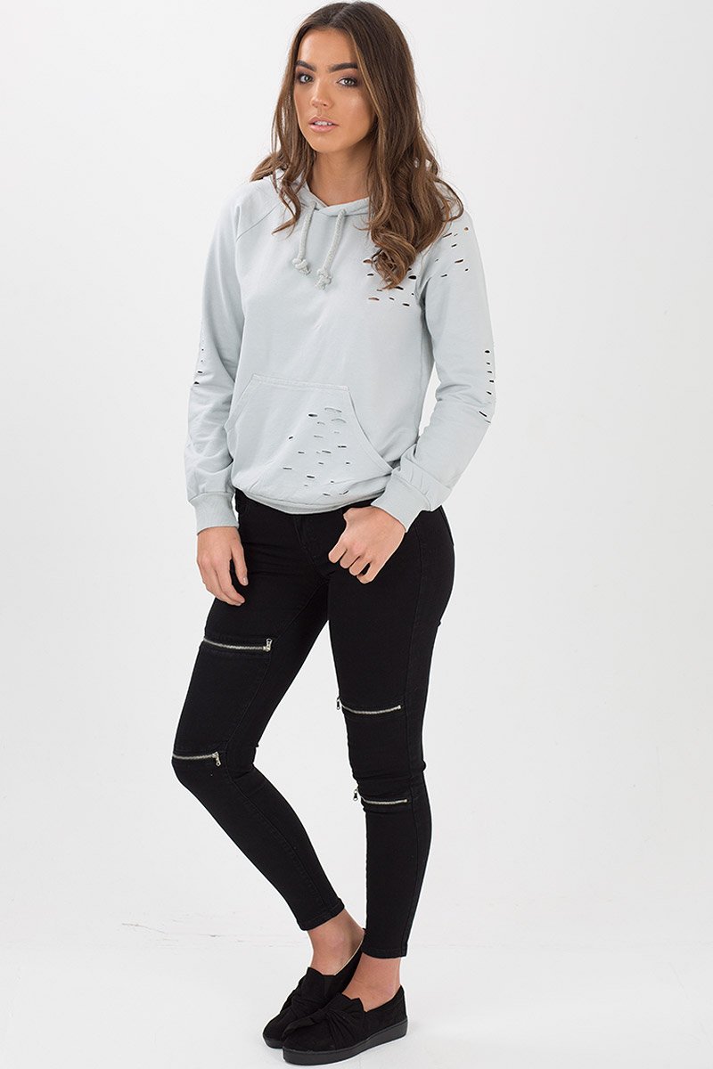 Black Zip Detail Jeans - Polly-Jeans