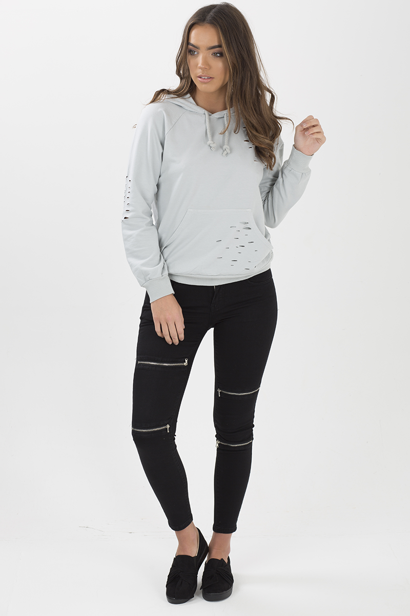 Black Zip Detail Jeans - Polly-Jeans