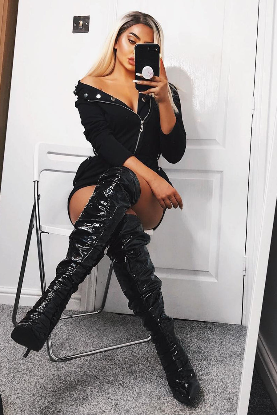 Black Zip Front Blazer - Isla-Jackets