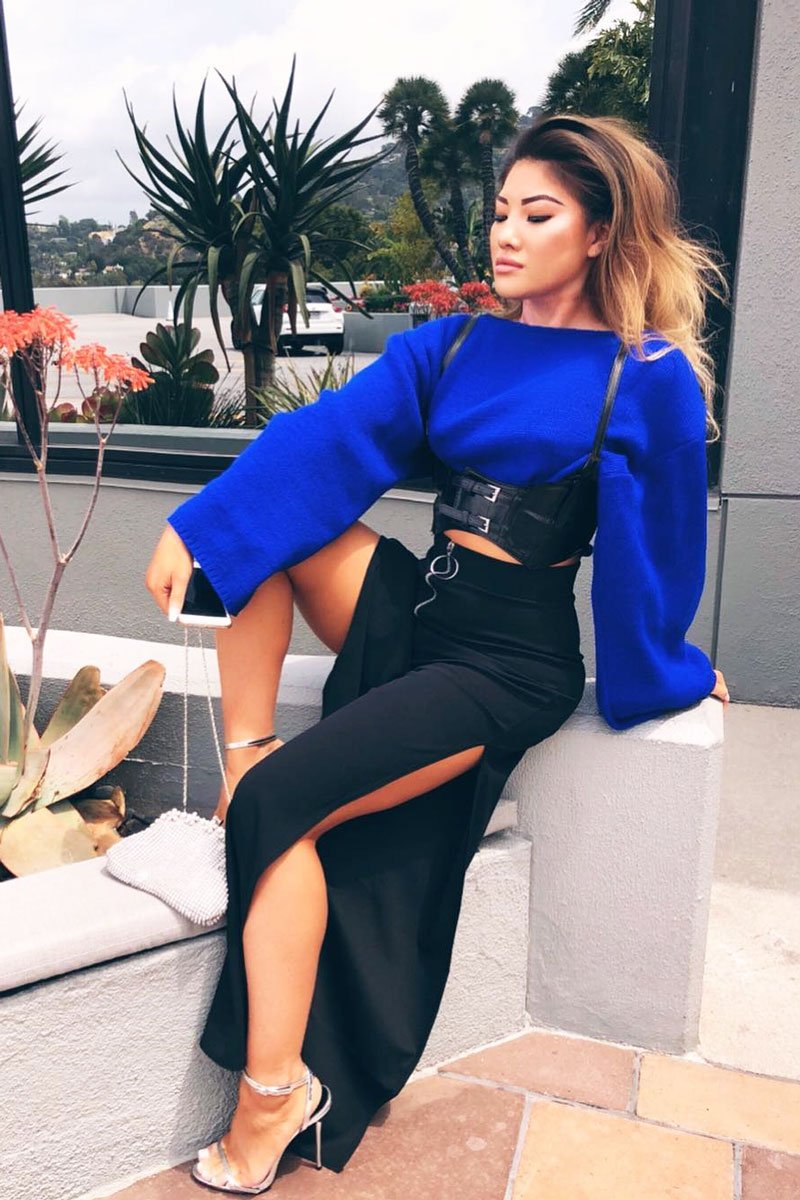 Black Zip Front High Waisted Flare Trousers - Gerta-Trousers