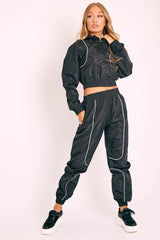 Black Zip Front Hoodie Cuff Jogger Co-Ord - Kason-Tracksuits