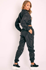 Black Zip Front Hoodie Cuff Jogger Co-Ord - Kason-Tracksuits