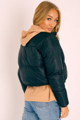Black Zip Front Puffer Coat - Vicki-Coats