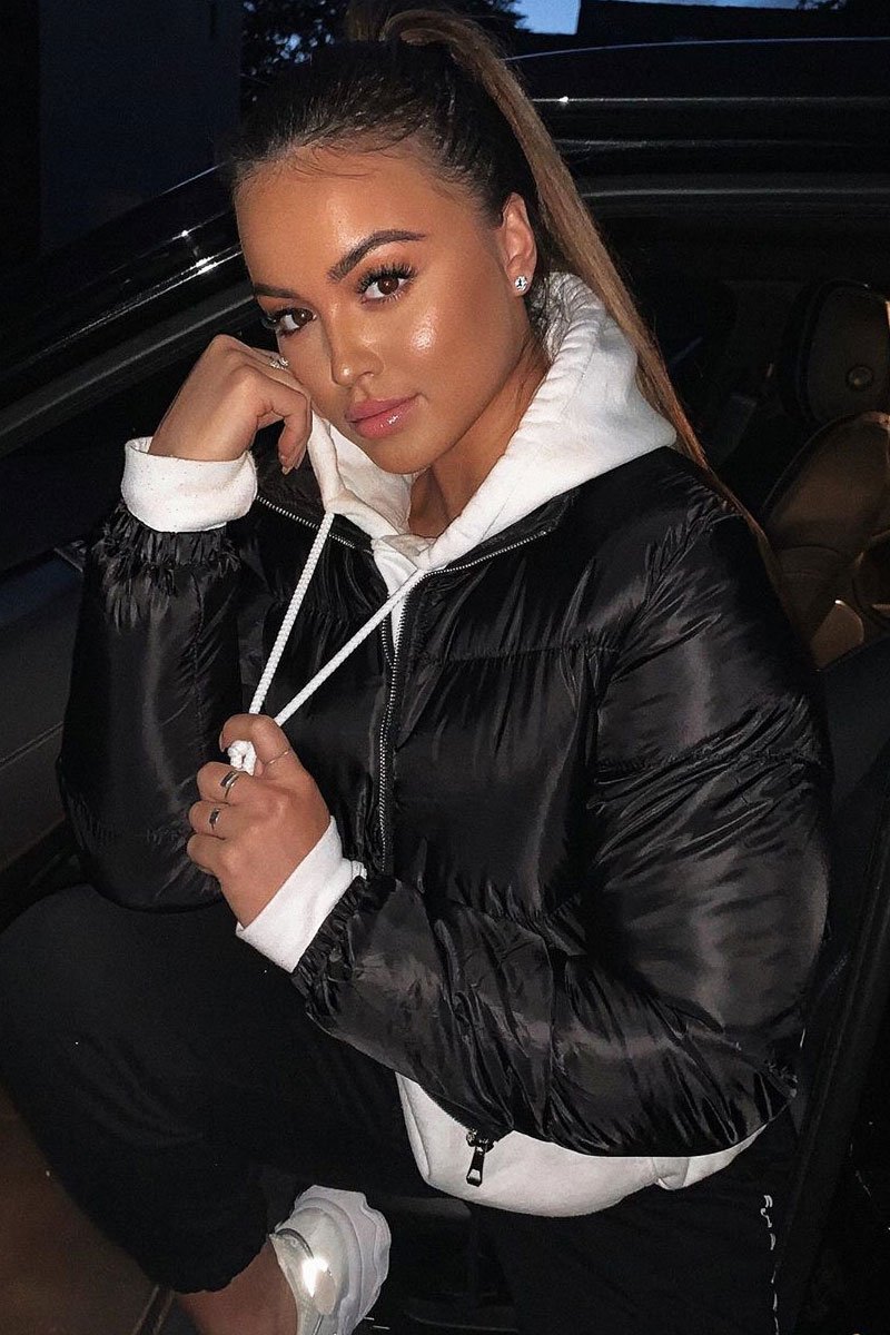 Black Zip Front Puffer Coat - Vicki-Coats
