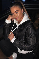 Black Zip Front Puffer Coat - Vicki-Coats