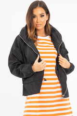 Black Zip Front Rain Jacket - Idalie-Jackets
