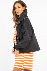 Black Zip Front Rain Jacket - Idalie-Jackets